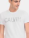 Calvin Klein Men White Slim Fit Brand Logo T-Shirt
