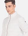 U.S. Polo Assn. Men White Stand Collar Quilted Jacket With Pouch