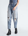 Calvin Klein Mid Rise Distressed Mom Jeans