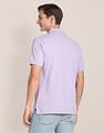 U.S. Polo Assn. Men Lavender Pure Cotton Solid Polo Shirt