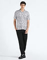 Flying Machine Floral Print Cuban Collar Shirt