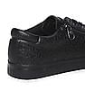 Calvin Klein Men Black Vulcanized Zipper Debossed Lace Up Sneakers