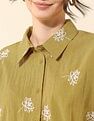 U.S. Polo Assn. Women Floral Embroidered Dobby Shirt