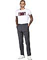 Tommy Hilfiger Men Grey Slim Fit Solid Casual Trousers
