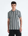 Flying Machine Vertical Stripe Pure Cotton Polo Shirt