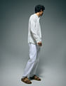Flying Machine Vertical Striped Color Of Home Mandarin Collar Shirt