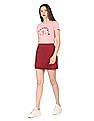 Aeropostale Women Pink Brand Print Cotton T-Shirt