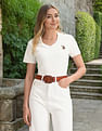 U.S. Polo Assn. Women V-Neck Pique Polo Shirt