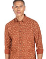 Flying Machine Abstract Print Cotton Shirt