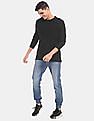 Calvin Klein Men Black Monogram Raglan Sleeve Waffle Knit T-Shirt