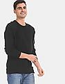 Calvin Klein Men Black Monogram Raglan Sleeve Waffle Knit T-Shirt
