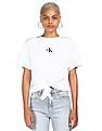 Calvin Klein Women White Crew Neck Logo T-Shirt