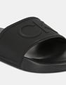 Calvin Klein Men Black Embossed Logo Aivian Slides