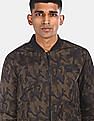Flying Machine Stand Collar Zip Up Reversible Bomber Jacket