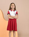 U.S. Polo Assn. Kids Girls Knife Pleat Cotton Dress