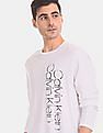 Calvin Klein Men White Full Sleeve Printed Cotton T-Shirt