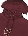 Tommy Hilfiger Men Maroon Tonal Embroidered Crest Sweatshirt