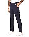 Tommy Hilfiger Men Navy Solid Flat Casual Trousers