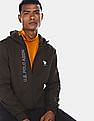U.S. Polo Assn. Zip Up Hooded Brand Print Sweatshirt