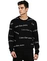 Calvin Klein Men Black All Over Institutional Logo Sweater