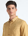 Flying Machine Herringbone Weave Motif Print Shirt