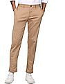 Tommy Hilfiger Men Light Khaki Tapered Slim Fit Tech Stretch Twill Casual Trousers