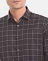 Calvin Klein Men Black Slim Fit Windowpane Check Casual Shirt