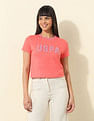U.S. Polo Assn. Women Regular Fit Brand Printed T-Shirt