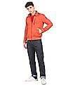 U.S. Polo Assn. Men Orange High Neck Zip Up Solid Jacket