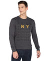 Arrow Newyork Crew Neck Brand Print Heathered Sweatshirt