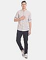 Flying Machine Mandarin Collar Check Casual Shirt