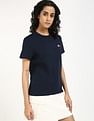 Tommy Hilfiger Womens Blue Solid T-Shirt
