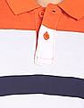 U.S. Polo Assn. Men Orange And Navy Striped Short Sleeve Polo Shirt