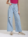 U.S. Polo Assn. Women High Rise Wide Leg Distressed Jeans