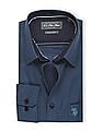USPA Tailored Blue Tailored Regular Fit Checked Shirt