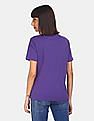 Calvin Klein Women Violet Glitter Monogram Print T-Shirt