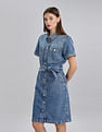 Tommy Hilfiger Cotton Spread Collar Denim Dress