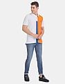 U.S. Polo Assn. White And Orange Colour Block Pique Polo Shirt