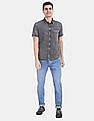 Flying Machine Short Sleeve Washed Denim Shirt