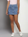 Tommy Hilfiger Belted Zipper Denim Mini Skirt