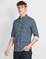 Flying Machine Geometric Print Cotton Shirt