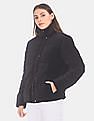 Calvin Klein Women Black A-Velvet Puffer Mock Neck Cotton Jacket
