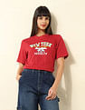 U.S. Polo Assn. Women Boxy Fit Typography Printed T-Shirt