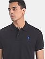U.S. Polo Assn. Black Brand Taping Patterned Knit Polo Shirt