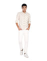 Flying Machine Geometric Print Twill Weave Shirt