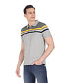 AD by Arvind Horizontal Stripe Cotton Polo Shirt