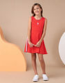 U.S. Polo Assn. Kids Girls Solid Fit And Flare Dress