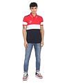 AD by Arvind Cotton Panelled Colour Block Polo Shirt