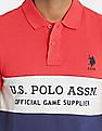 U.S. Polo Assn. Men Red And Blue Colour Block Pique Polo Shirt