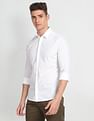 Flying Machine Solid Spread Collar Casual Shirt